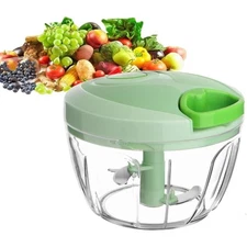 Manual Food Chopper Vegetable Cutter with Container Hand Pull String for Salad