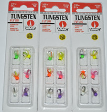 3 packs vmc tungsten fly jig 1/32oz size #12 assortment ice fishing ultra glow