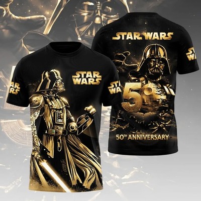 Star Wars 50th Anniversary Shirt Darth Vader Gold Tribute 3D All Over Print Tee