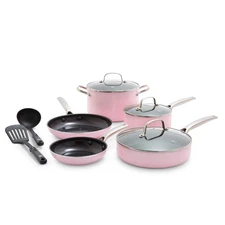 10 Piece Nonstick Cookware Set, Diamond Ceramic Pots & Pans, Dishwasher & Met...