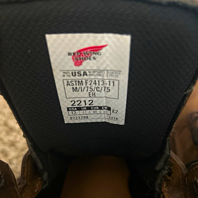 New Red Wing Shoes 2212 Men's Work Boots Size 12 Wide Electrical Hazard EH