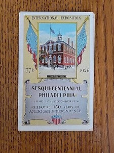 Philadelphia PA Sesqui Centennial w/ Betsy Ross House 2 Postcards Glued