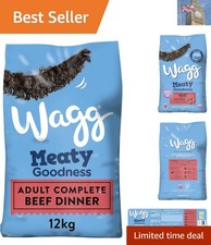 Wagg Adult Dog Food 12kg - Delicious Beef for All Breed Sizes, Made in UK 2.17 per kilo