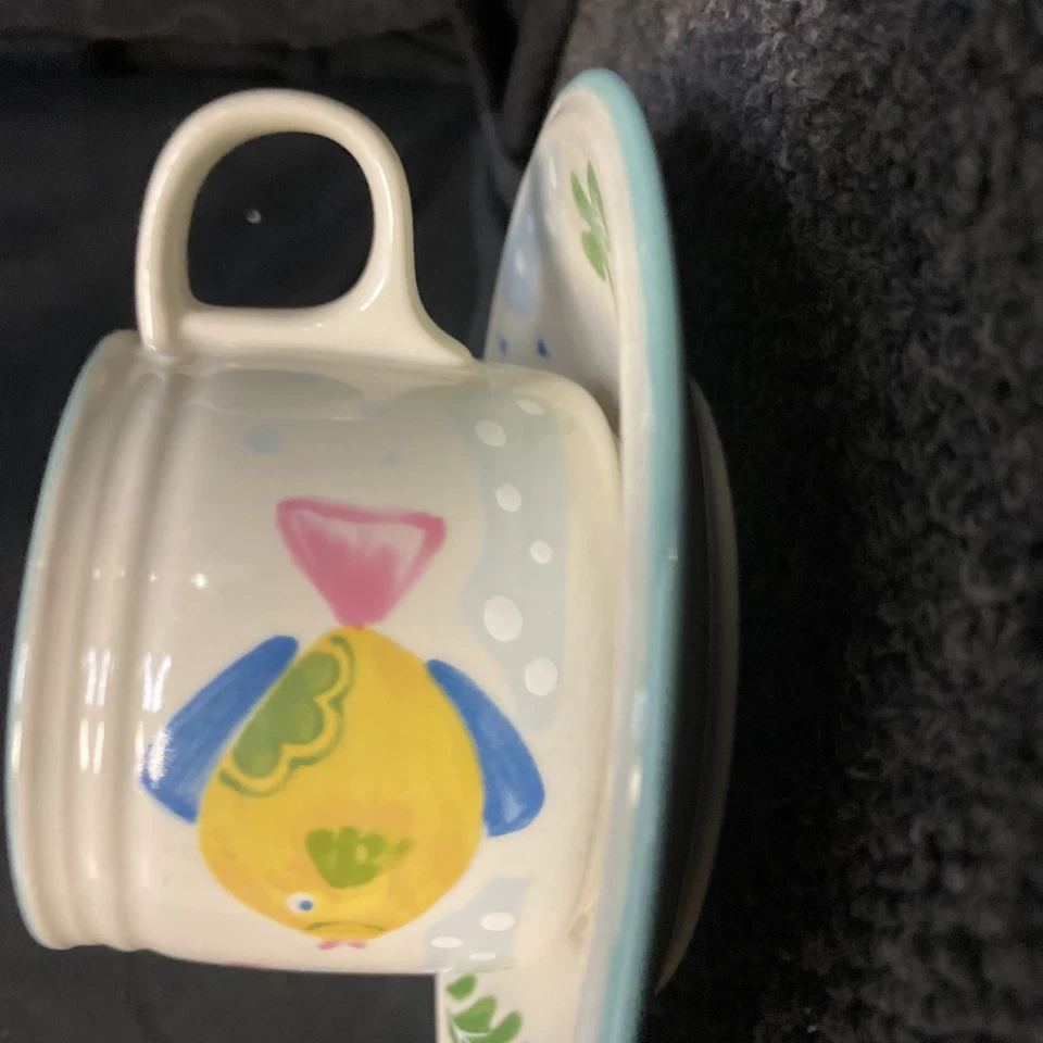 Taza y platillo de té/café de pescado Studio Nova Barrier Reef Y 2310 de colección náutico usado en excelente estado Foto 3 de 4