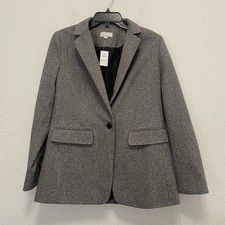 LOFT Charcoal Single Button Blazer Womens Size 6 Classic Work Stretch Jacket NEW