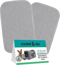 rocket  rex Premium Washable Pet Carrier Pads, Reusable, 2-Pack, Gray