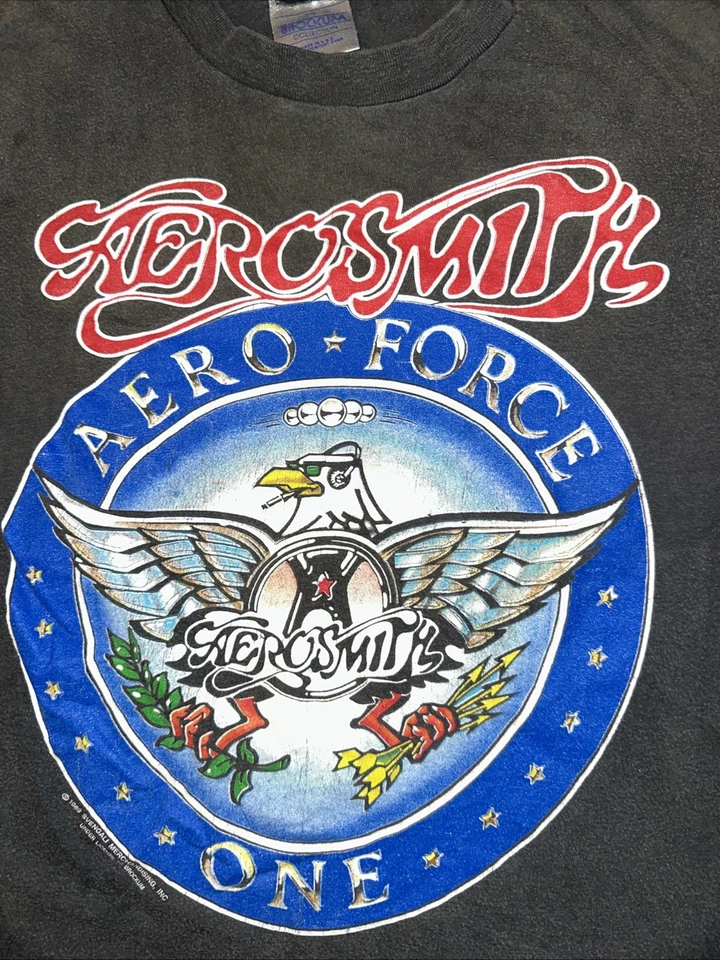 Vintage 80s Aerosmith T Shirt Adult Medium Rock Aero Force One Concert Pump Tour - Image 2 of 4