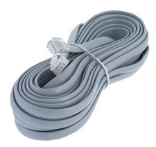 RJ12 Silver Satin Telephone Line Cord 25ft Heavy Duty 6 Conductor 6P/6C