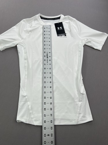 Under Armour Mens UA HeatGear Armour Compression SS Workout Shirt Shite Sz M - 第 6/6 張圖片