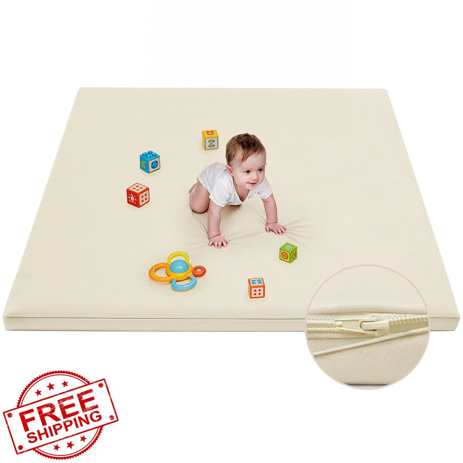 ILPEOD Waterproof Baby Play Mat Foam 74x50 Tummy Time Crawling Rug