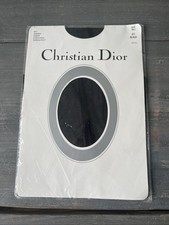 Vtg Dead Stock Christian Dior Thigh Hi Garter Nylon Stockings Sz Tall Jet Black
