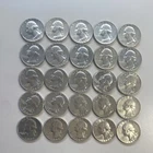 1964 Washington Quarter Lot of 25 circulated 90 % Silver  US Coins