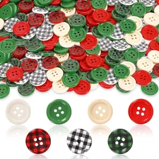 260Pcs Buffalo Plaid Wooden 4-Hole Buttons for Christmas DIY Crafts