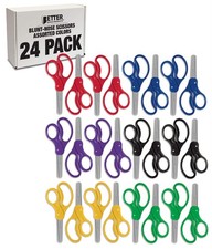 Better Office 24-Piece Blunt Tip Kids Scissors, 6 Assorted Colors, 5" Length
