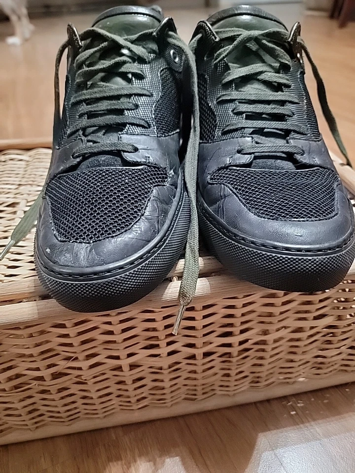 Balenciaga Black High Top Sneakers W/ Green Tongue, Size 9 (US) 42 (EUR) - Image 2 of 4