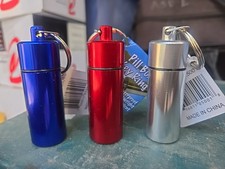 Key Chain Aluminum Travel Pill Box Holder, 3 pack, assorted colors.