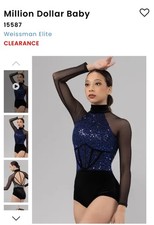 Weissman Dance Costume Women Blue/Purple Sequin,mesh,velvet Adult Extra Small