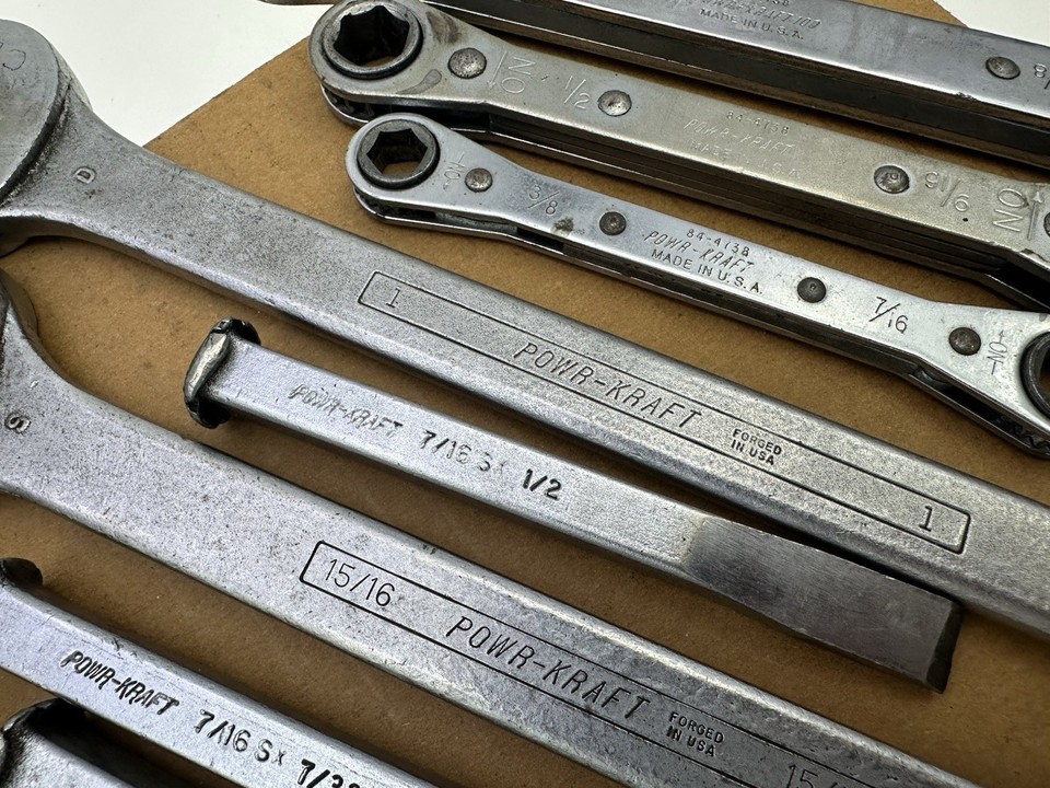 Powr-Kraft 29pc Mix Lot Ratcheting Box End Wrench Combination + Punch ...