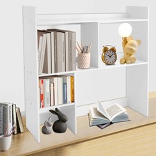 Desktop Bookshelf Plastic Desktop Storage Organizer 5 Grid for Office & Home