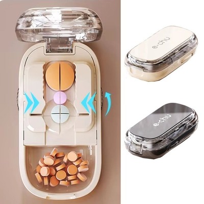 Portable Pill Cutter Dustproof Adjustable Tablet Splitter Daily Pill StorageBox 