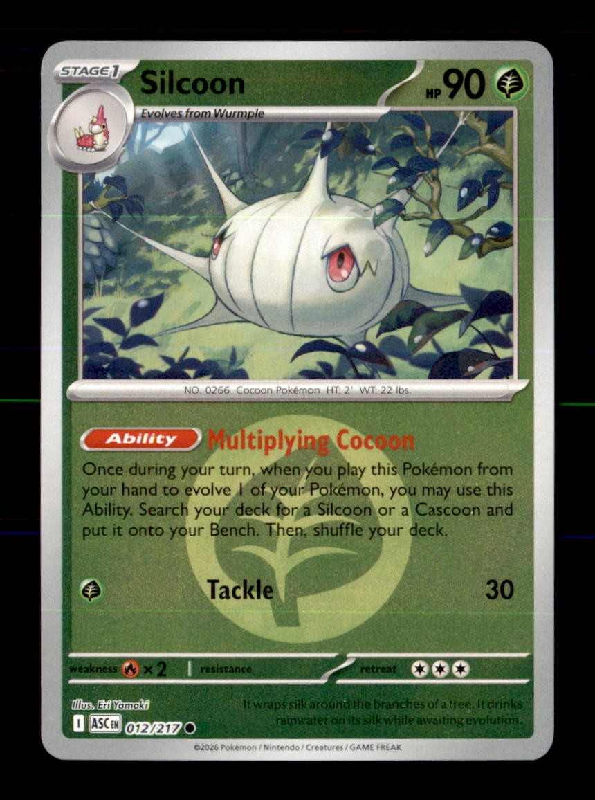 Silcoon (Energy Symbol Pattern) 012/217 Ascended Heroes Pokemon Reverse Holo NM