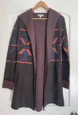Toad Co Merritt Hoodie Charcoal Rust Blue Wool Hooded Cardigan M Women's