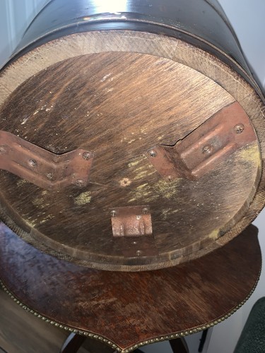 RUSTIC ANTIQUE PRIMITIVE WOOD FIRKIN PANTRY BUCKET SWING WOOD HANDLE 10” TALL - Picture 3 of 7