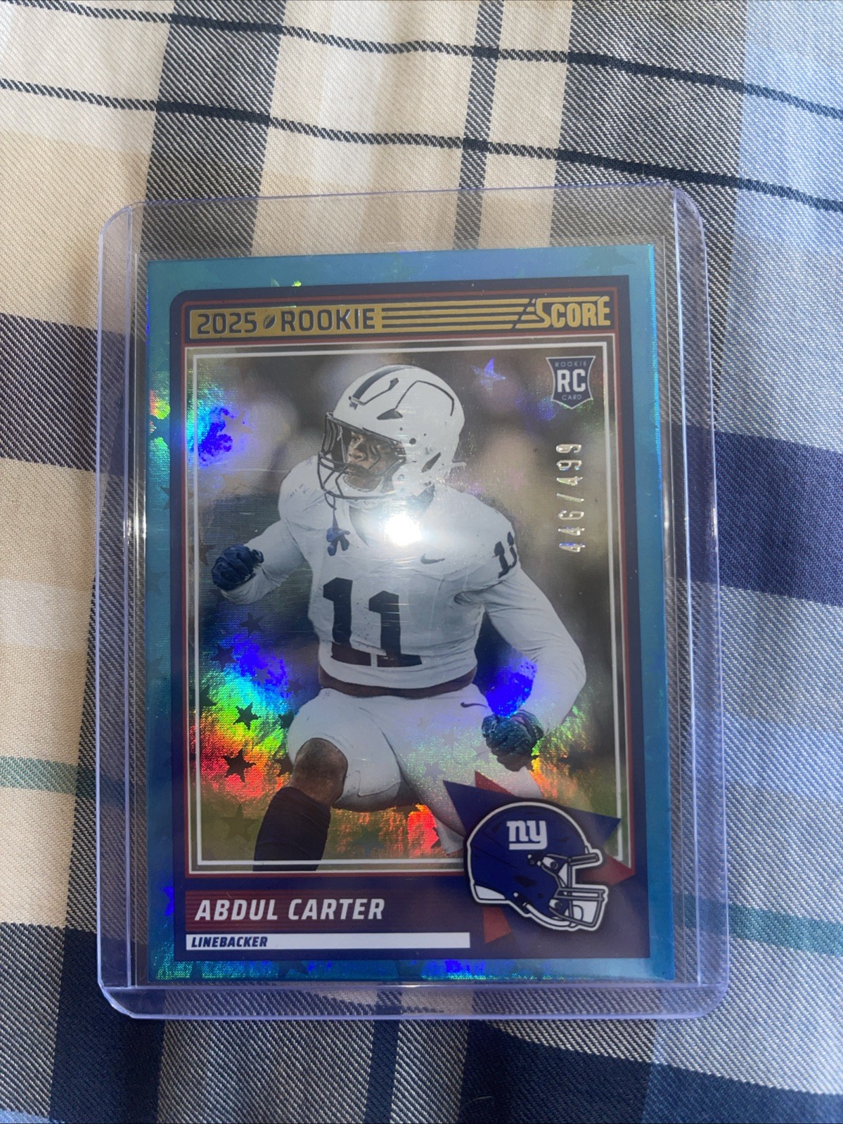 2025 Panini Score Football Abdul Carter Blue Stars /499 RC #16 Giants Rookie