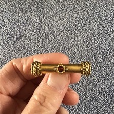 Victorian Style Brooch Bar Pin Egyptian Style Red Black Stones LAZULI Brand Nice