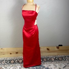 Vintage Jessica McClintock Gunne Sax Dress 5 Red Prom Formal Mermaid Open Back