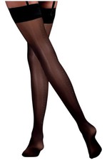 Bluebella Diamante Back Seam Leg/Plain Top Stockings Black