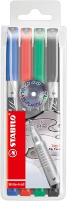 Permanent-Marker - STABILO Write-4-all - superfein - 4er Pack - blau, rot, grün,