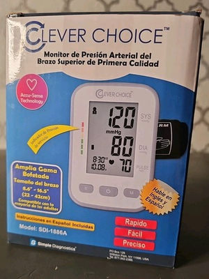 #ad CLEVER CHOICE Upper Arm Blood Pressure Monitor. Model: SDI 1886A Open Box $15.46