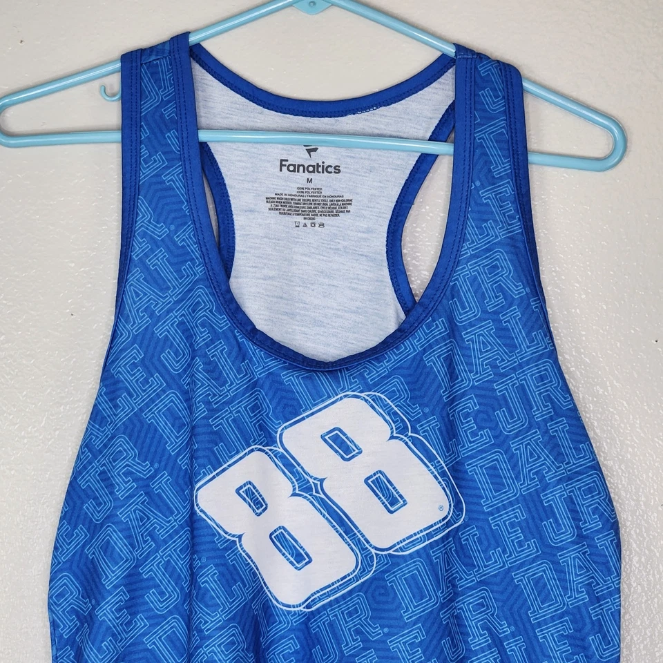 Camiseta sin mangas Fanatics azul y blanca Dale Earnhardt Jr. #88 espalda deportiva talla mediana Foto 2 de 4