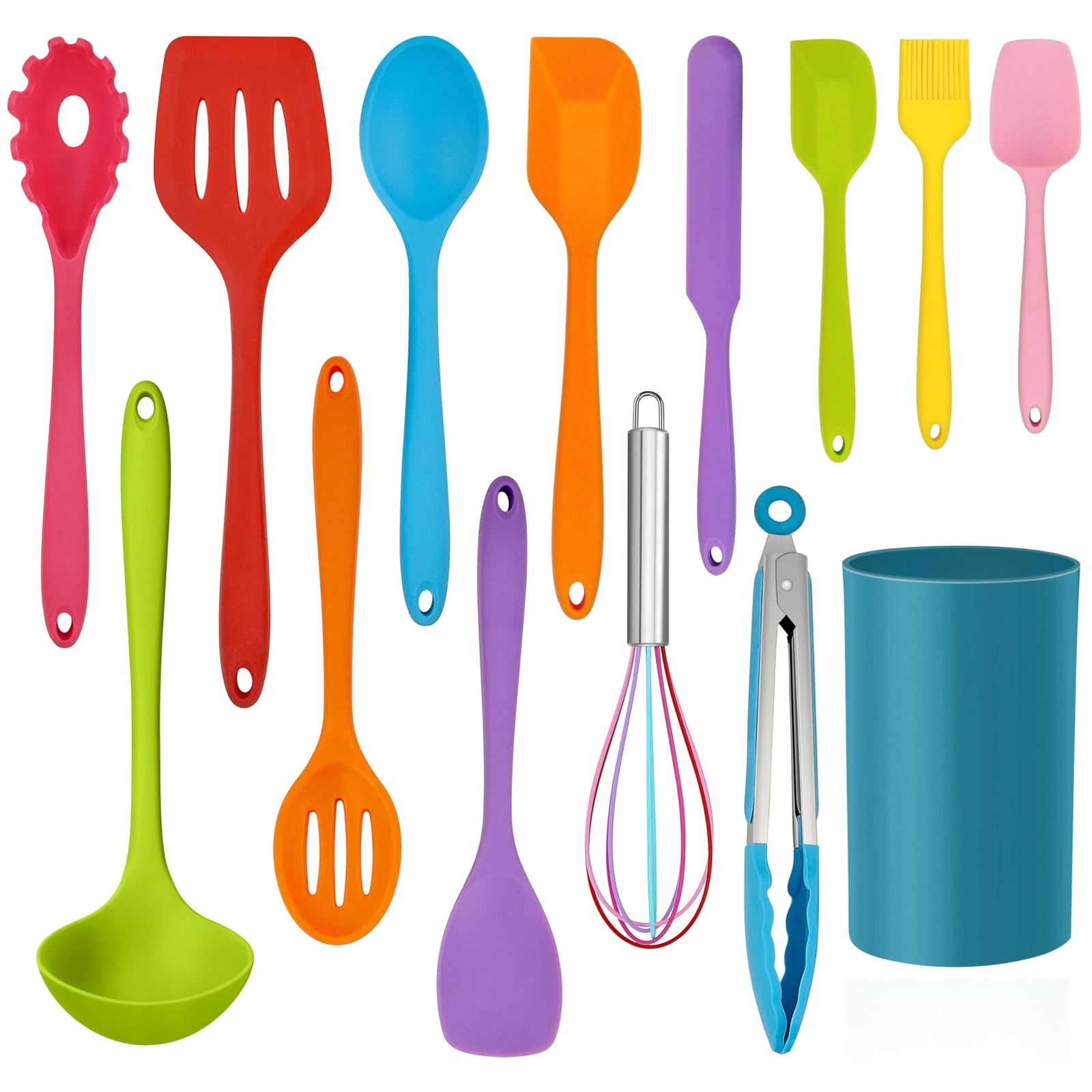 14 Pcs Cooking Utensils Set with Holder, Silicone Kitchen Cookware Utensils S...
