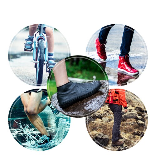 SCARPE/STIVALI/SNICKER COVER IMPERMEABILE RIUTILIZZABILE ANTISCIVOLO PER CICLISMO ROSA SMALL - Foto 6 di 8