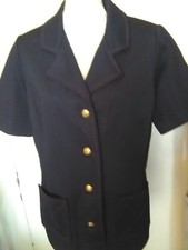 Size 18 Rare  Vintage 60s   Kimberly Trevira Dark Blue Jacket Gold buttons Top