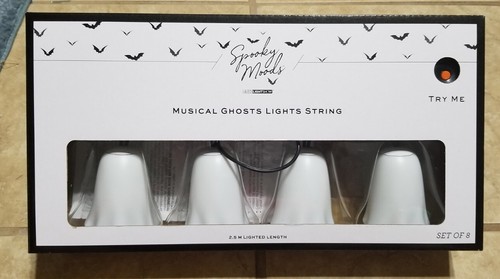 Gemmy Spooky Moods Set Of 8 Halloween Musical Ghosts Lights String - Picture 2 of 3