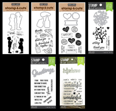 Hero Arts WORDS & PHRASES Stamp & Cut Holidays Greetings Friends Hearts Love