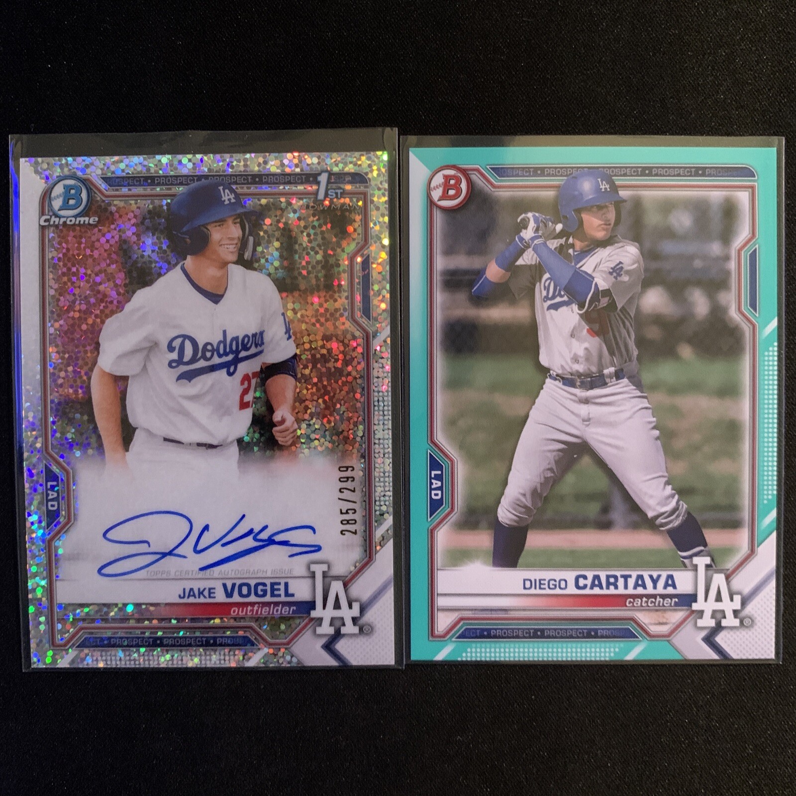 2021 Bowman Chrome Jake Vogel 1st Prospect Auto Sparkle /299 + Dodgers   🔥💎