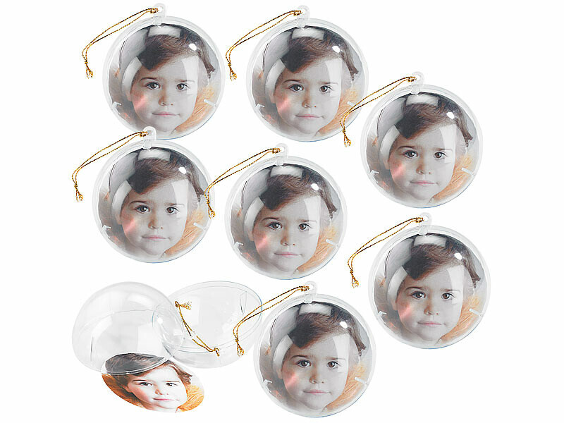 8 boules de Noël personnalisables avec photo incassables pour éviter la casse des enfants et chats
