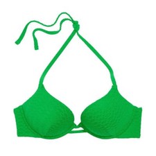 Victoria's Secret Mix Match Bombshell Add-2-Cups Bikini Top 36C Green Fishnet 