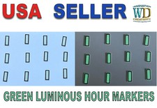 Watch Dial Hour Markers 12 pieces Green Blue LUMINOUS Numerals Dots Rectangles