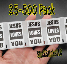 "JESUS LOVES YOU " Stickers 25-500 Pack labels sticker god bulk religious lord