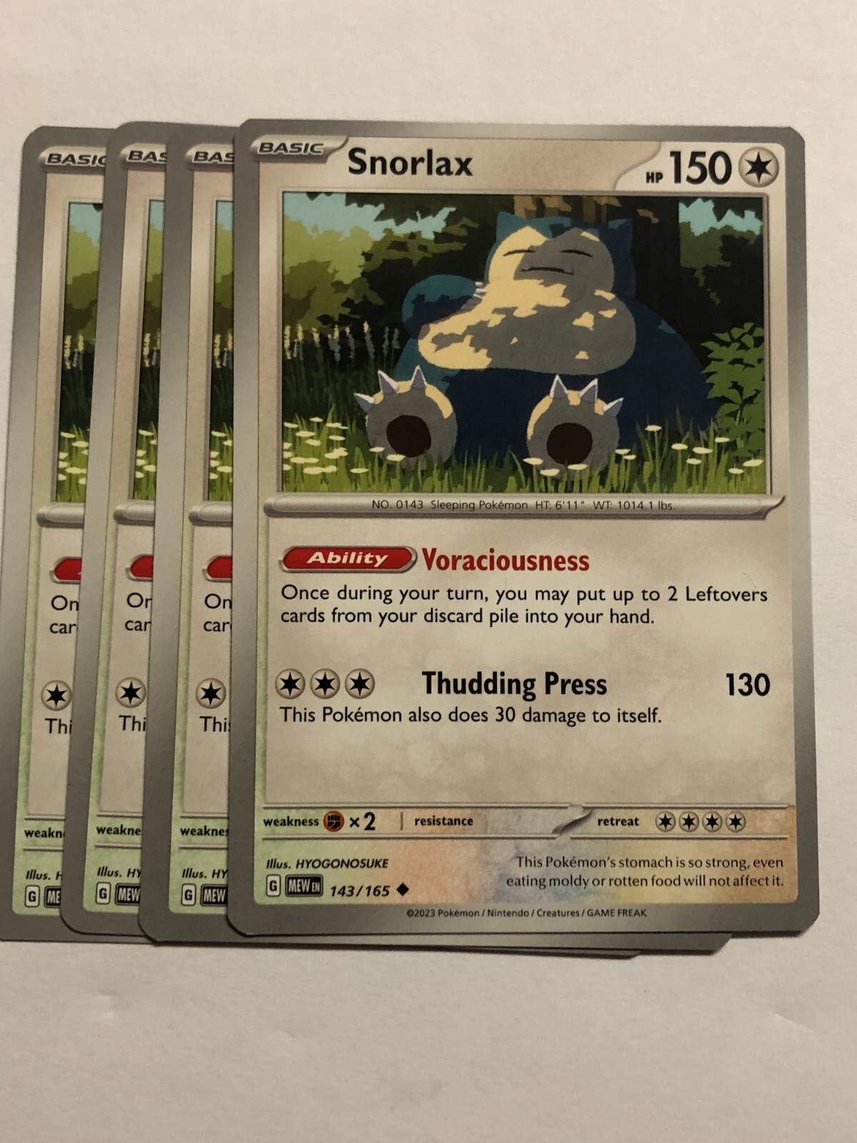 Pokemon Card 151 4x Playset Snorlax 143/165 Near Mint
