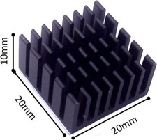 100pc 20mm Heatsink 20x20x10mm, Black anodized Aluminum Heatsink 20mmx20mmx10mm
