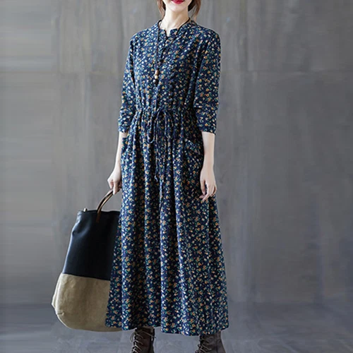 Ladies Long Dress Crew Neck Maxi Dresses Women Kaftan Holiday Sleeve Baggy Loose - Picture 19 of 47