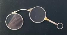 Victorian Folding Lorgnette Lorgnon glasses gold plated over brass