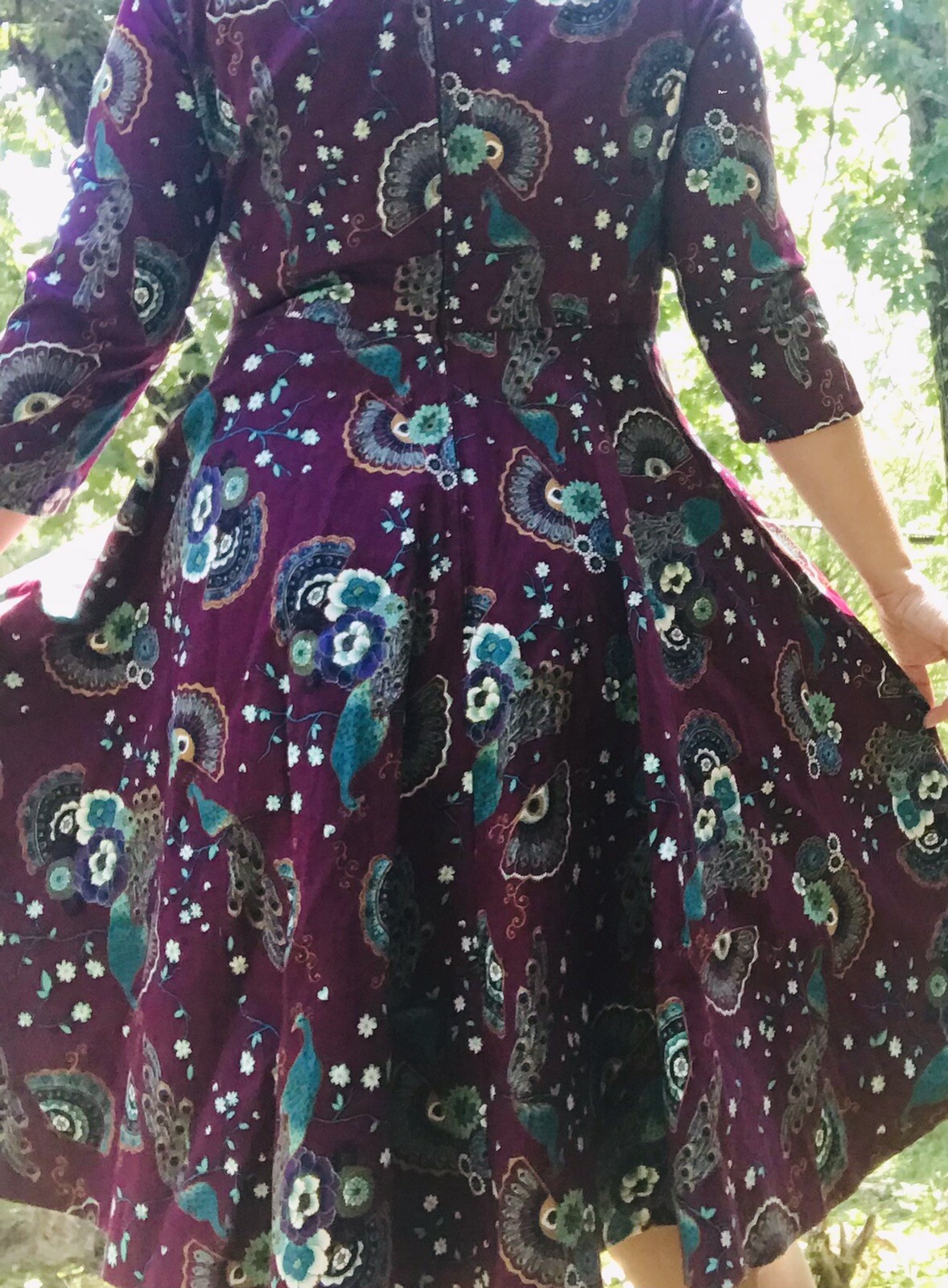 50’s Repro Dancing Days Banned Peacock Swing Dress Re… Gem