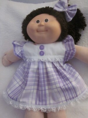 CPK doll clothes/16-18 inch/lavender plaid dress/bloomers/2 hair bows